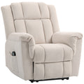 Fauteuil relax massant et chauffant beige en tissu chenille