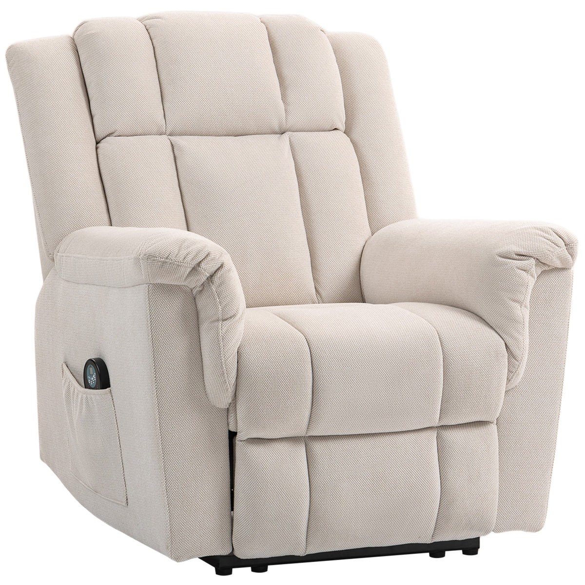 Fauteuil relax massant et chauffant beige en tissu chenille