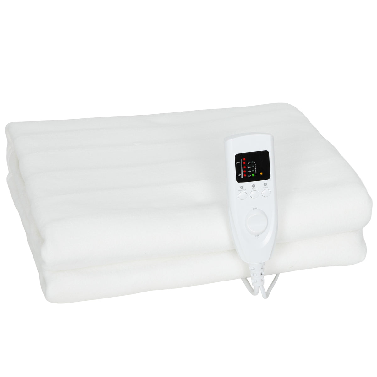 Couverture chauffante 2 personnes blanche 160 x 140 cm avec double commande