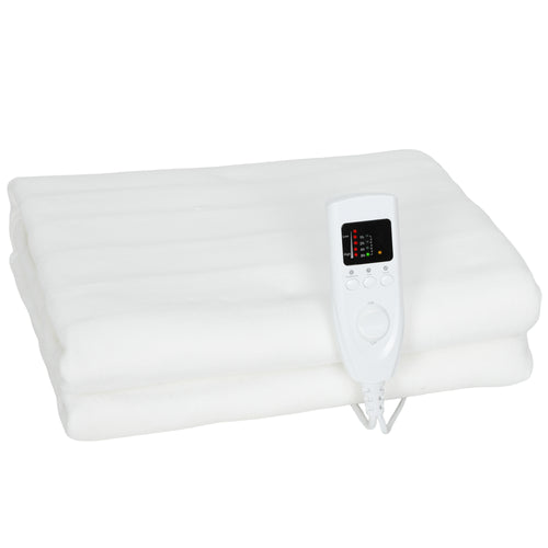 Couverture chauffante 2 personnes blanche 160 x 140 cm avec double commande