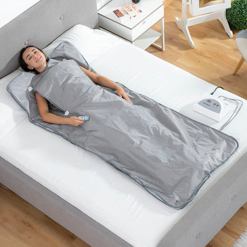 Couverture sauna infrarouge grise dépliée