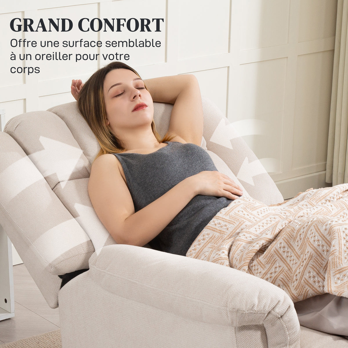 Fauteuil relax massant allongé, confort du dossier