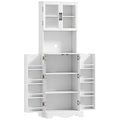 Buffet haut cuisine armoire de cuisine 4 portes 8 porte-épices plan de travail étagère réglable 60x39,5x179,6cm blanc