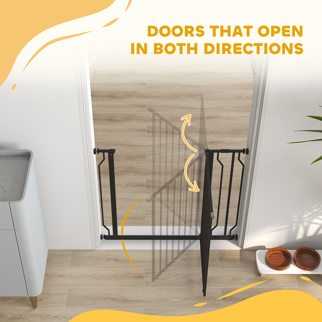 Barrière de sécurité barrière pour animal domestique longueur réglable sans perçage en acier et ABS 75-95 x 76 cm noir