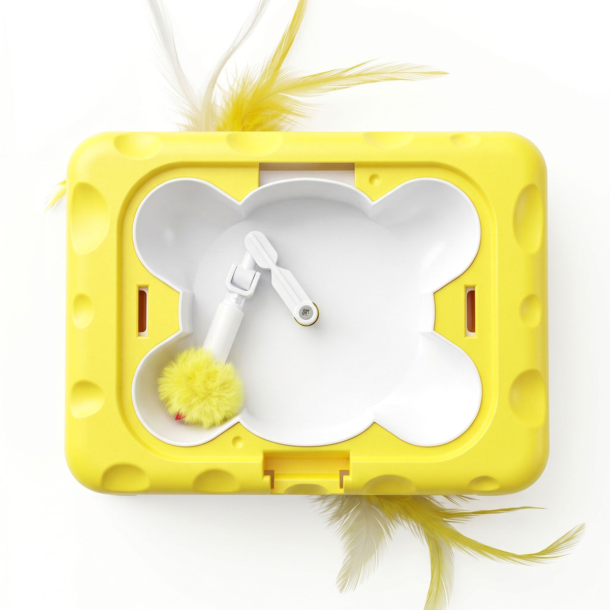 Jouet Interactif pour Chats d'Intérieur Rechargeable, 3 Modes Réglables Repos Intelligent, 18,8 x 14 x 6 cm, Jaune